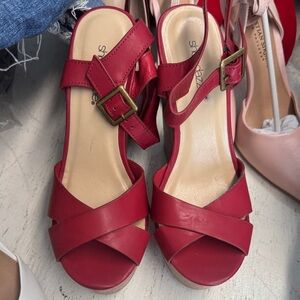 Shoe Dazzle Bold Red Strappy Sandals